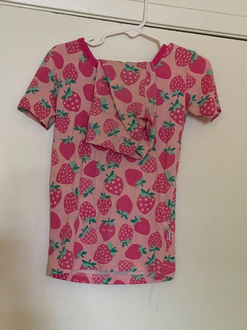 Girls Pink Strawberry Print little sleepies PJs
